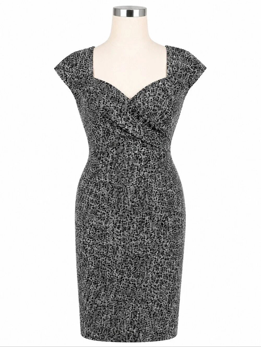 WHBM White House Black Market Sheath Dress Sz 12 Faux Wrap V-Neck Cap Sleeve